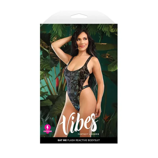Fantasy Lingerie Vibes Eat Me Flash Reactive Mushroom-Print Bodysuit L/XL