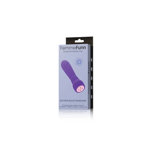 FemmeFunn Booster Bullet Massager Rechargeable Silicone Vibrator, Dark Purple