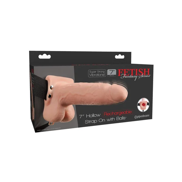 Fetish Fantasy Hollow Rechargeable Strap-On With Balls Flesh 7 Inches