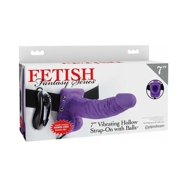 Fetish Fantasy Series 7 inches Vibrating Hollow Strap-On with Balls Purple/Black