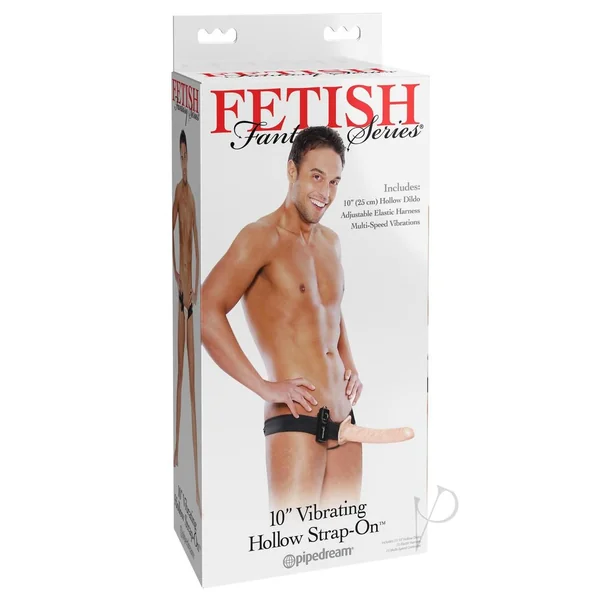 Fetish Fantasy Series Vibrating Hollow Strap-On 10in - Vanilla