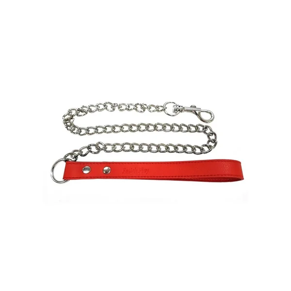 Fetish Play Lead Collar Vegan Leather – Red