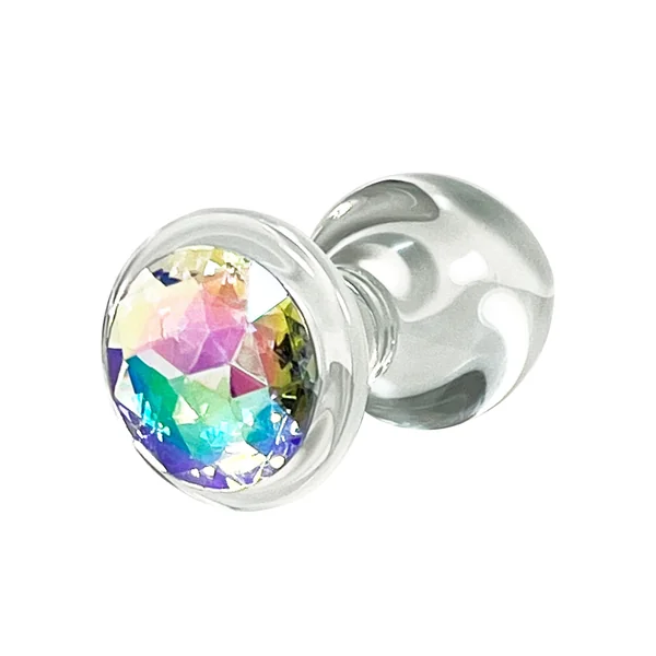Fetish Pleasure Play Medium Glass Clear Jeweled Butt Plug