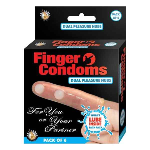 Finger Condoms Dual Pleasure Nubs 6 Per Box