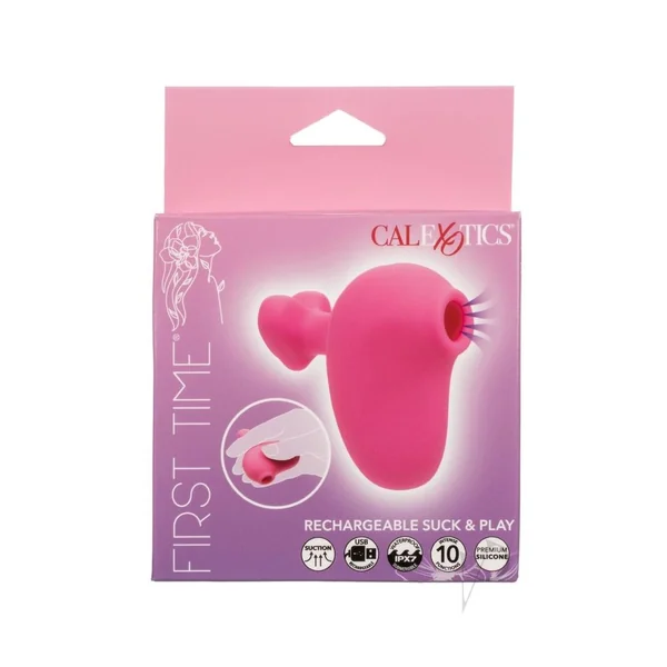 First Time Rechargeable Silicone Suck and Play Clitoral Stimulator - Pink