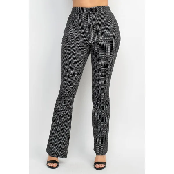 Fitted Flare Leg Plaid Pants