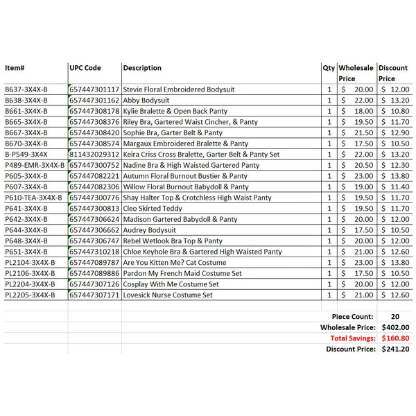 FL 20 Piece Grab Bag 3X/4X Mix A