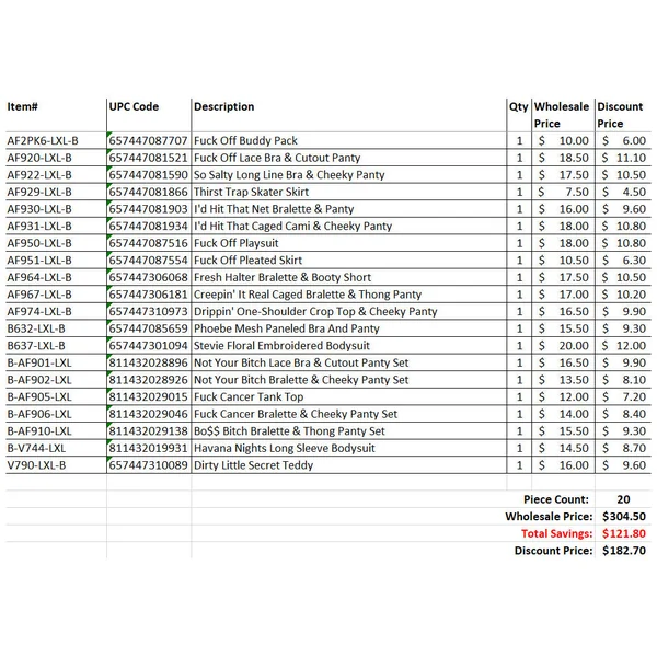 FL 20 Piece Grab Bag Large/X-Large Mix B