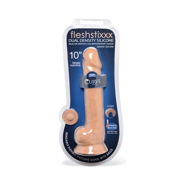 FLESHSTIXXX 10 inches Silicone Dildo with Balls Medium