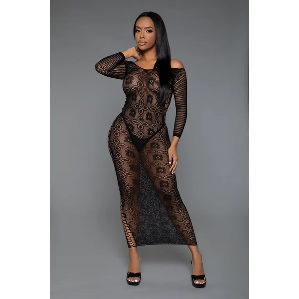 Floral Lace Dress with Crisscross Cut-out Sides