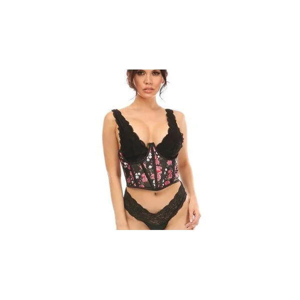 Floral Satin Open Cup Waist Cincher