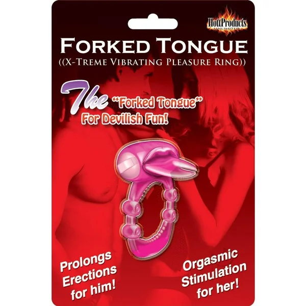 Forked Tongue Vibrating Silicone Cock Ring Waterproof - Magenta