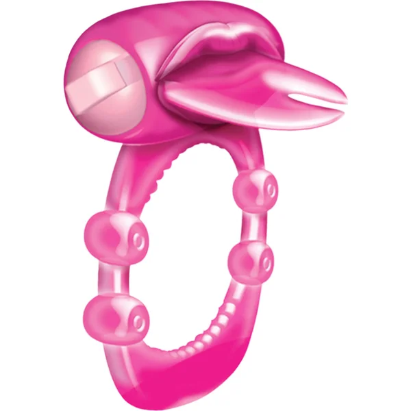 Forked Tongue Vibrating Silicone Cock Ring Waterproof Magenta