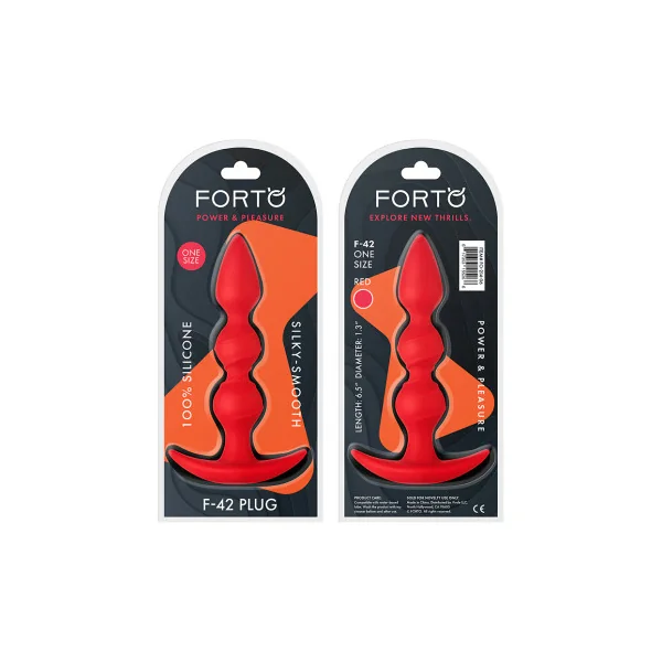 Forto F-42 Spiral Beads Silicone Anal Plug, Red