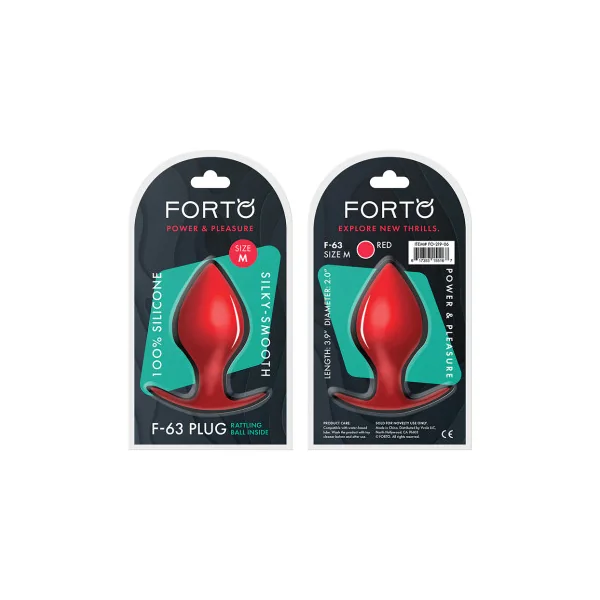 Forto F-63 Rattler Spade Silicone Anal Plug, Medium, Red