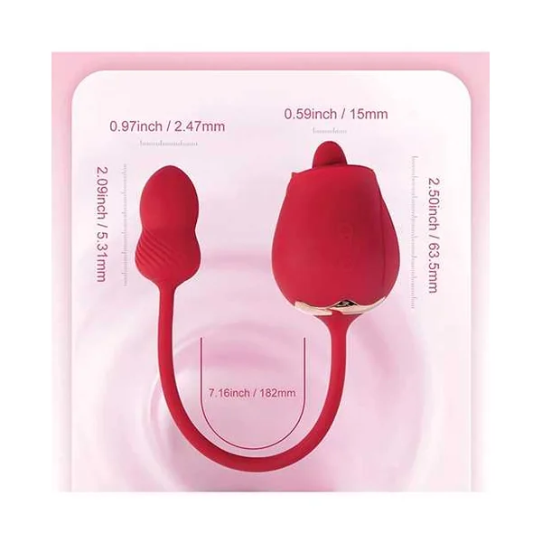 Fuchsia Rose Clit Licking Stimulator & Vibrating Egg - Red