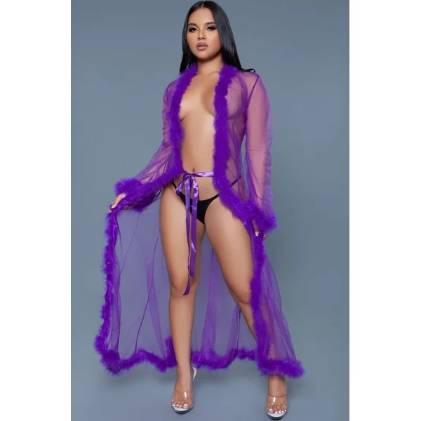Full-Length Sheer Marabou Robe
