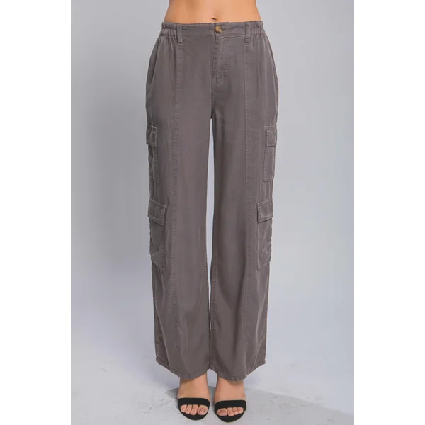 Full-length Tencel Pants With Cargo Pockets