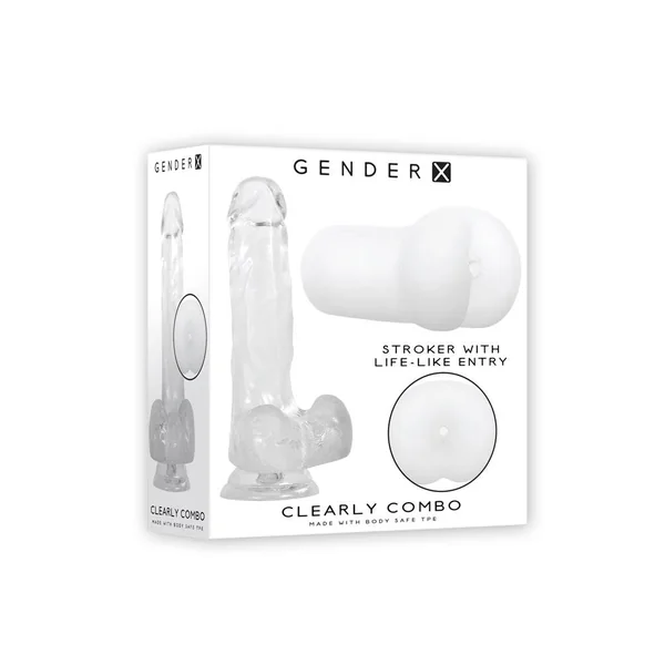 Gender X - Clearly Combo Dildo & Stroker Set - Clear