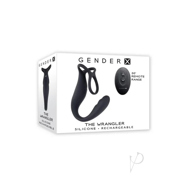 Gender X The Wrangler Rechargeable Silicone Triple Stimulating Anal Vibrator with Remote Control - Black
