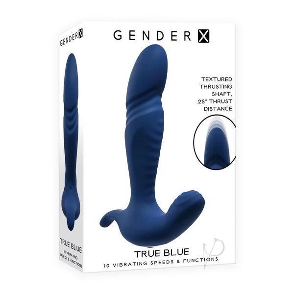 Gender X True Blue Rechargeable Silicone Thrusting Anal Vibrator - Blue