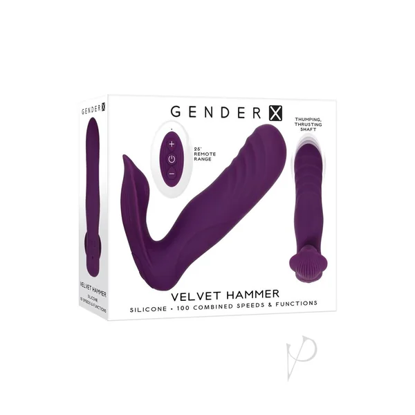 Gender X Velvet Hammer Rechargeable Silicone Wearable Vibrator with Remote Control - Purple