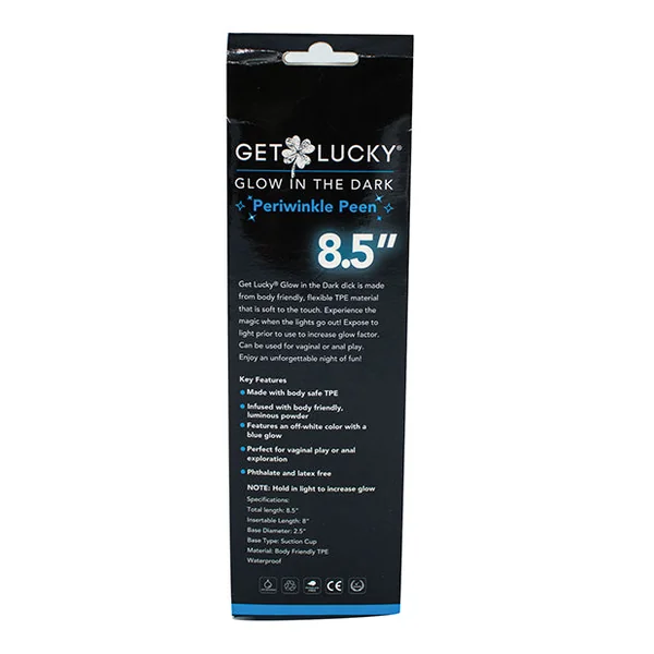 Get Lucky 8.5" Glow in the Dark Periwinkle Peen Dildo