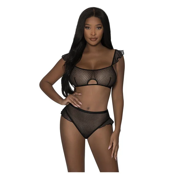 Girl Next Door Flutter Sleeve Keyhole Bralette And Panty Set