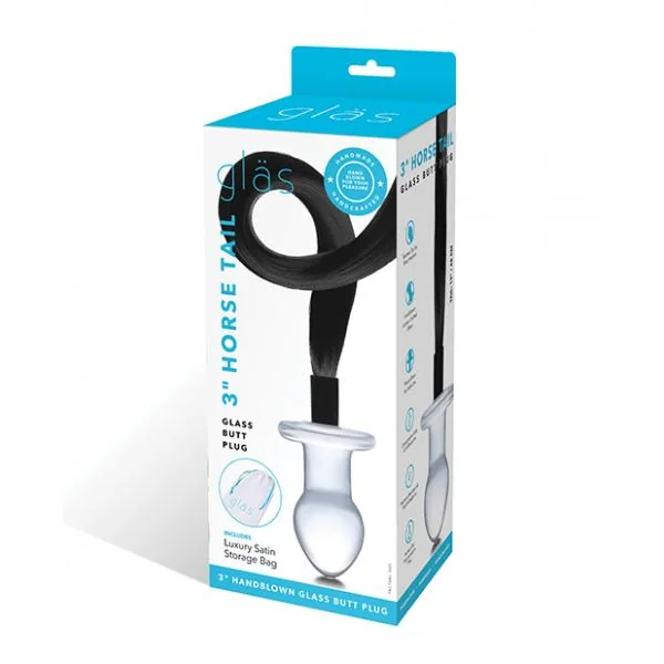 Glas 3 Horse Tail Glass Butt Plug "