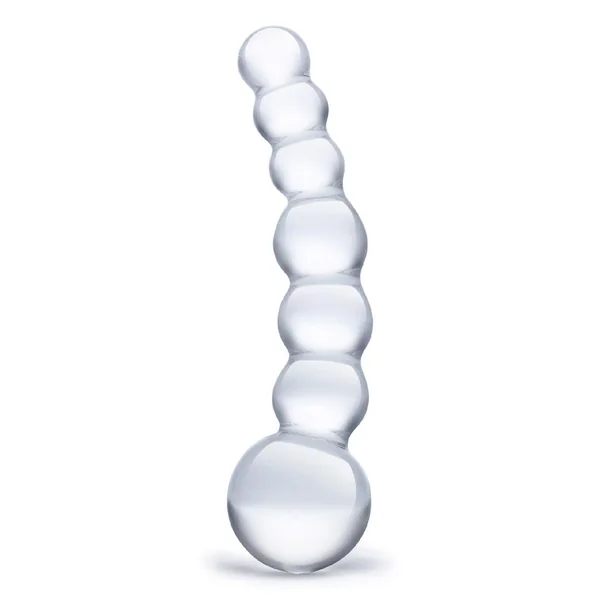 Glas Curved Beaded Glass Dildo 5in – Clear