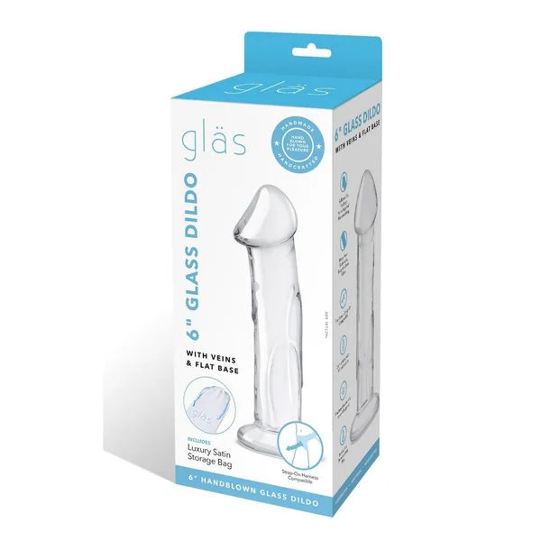 Glas Dildo Glass with Veins and Flat Base