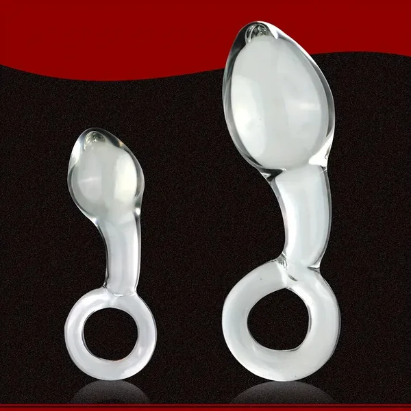 Glass Butt Plug Pull Loop Prostate Massager Anal Dilator With Long Neck