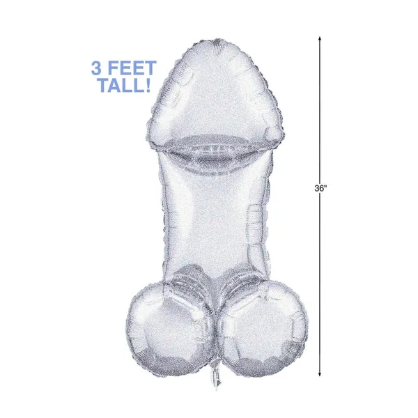 Glitterati Disco Penis 3Ft. Mylar Balloon – Silver/Black
