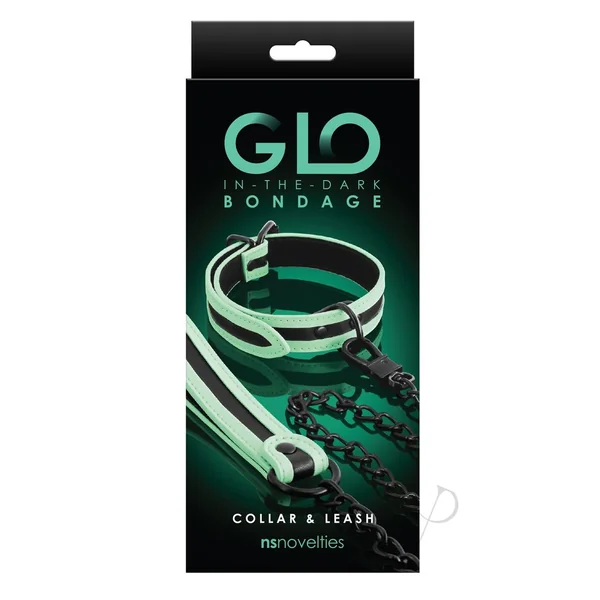 GLO Bondage Glow In The Dark Collar and Leash - Green
