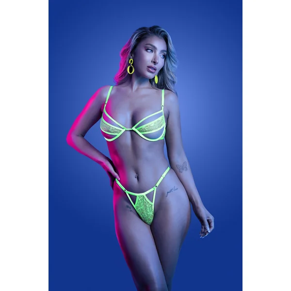 Glow Black Light Mind Control Bra & Panty Set