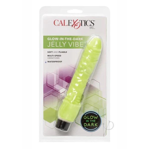 GLOW IN THE DARK JELLY PENIS Realistic Vibrator 7 INCH GREEN