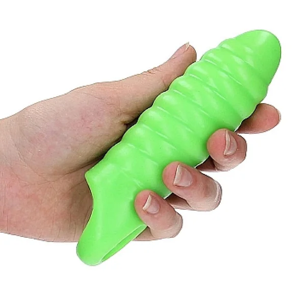 Glow in the Dark Swirled Penis Extension Sleeve with Ball Strap