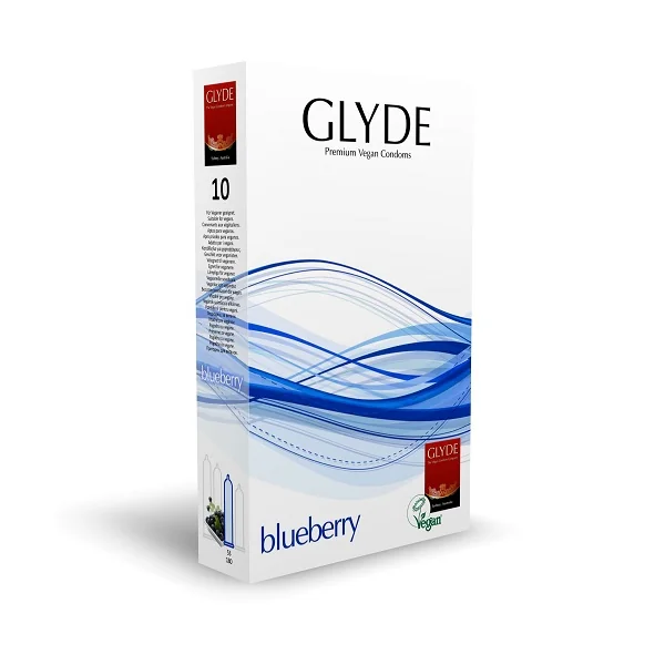 Glyde Ultra Blueberry Flavour Vegan Condoms 10 Pack