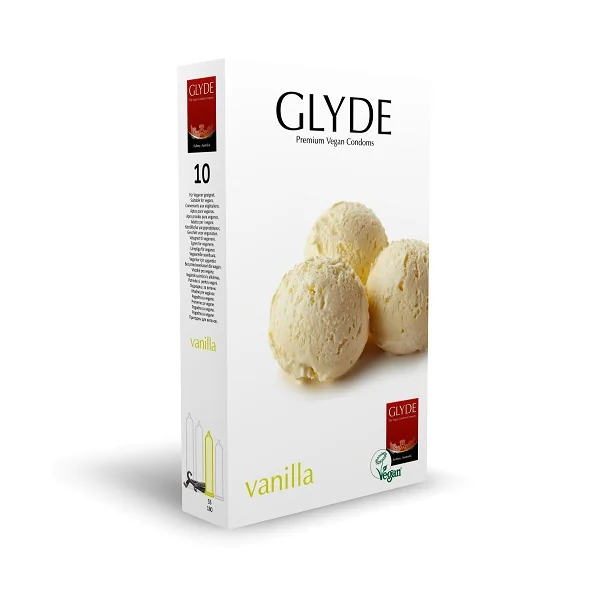 Glyde Ultra Vanilla Flavour Vegan Condoms 10 Pack