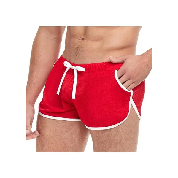 Goal Line Side Split Mesh Booty Shorts – Large/XLarge – Red