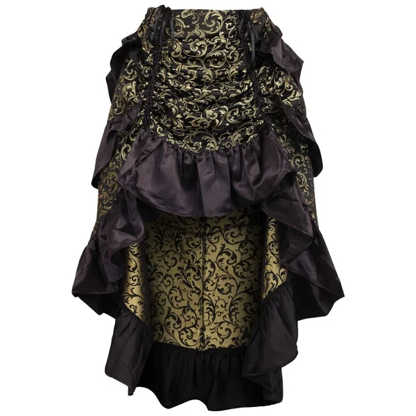 Gold/Black Brocade Adjustable High Low Bustle Skirt