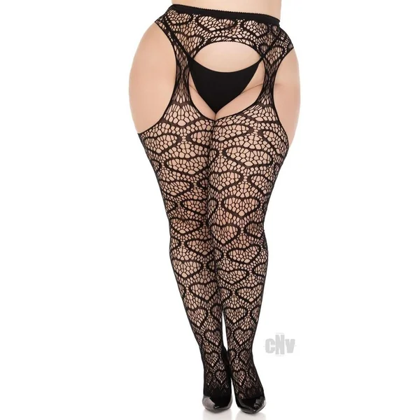 Heart Suspender Hose 1x/2x Blk