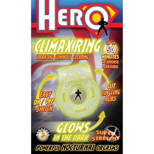 Hero Climax Vibrating Luminous Penis Ring Glow In The Dark