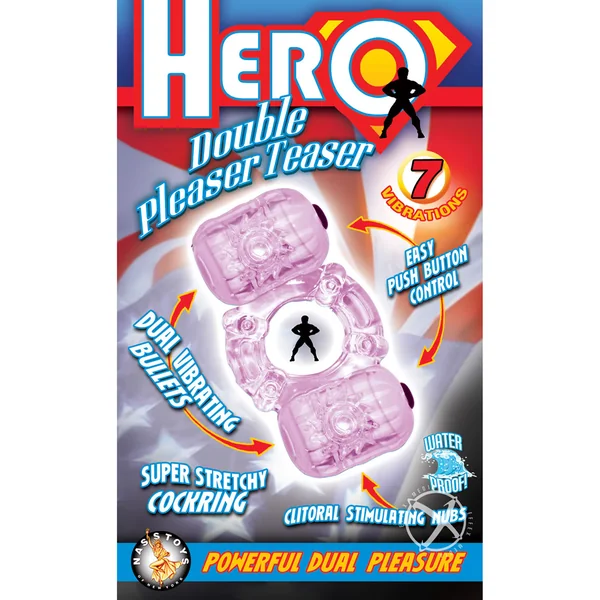 Hero Double Pleaser Teaser Vibrating Cock Ring - Purple