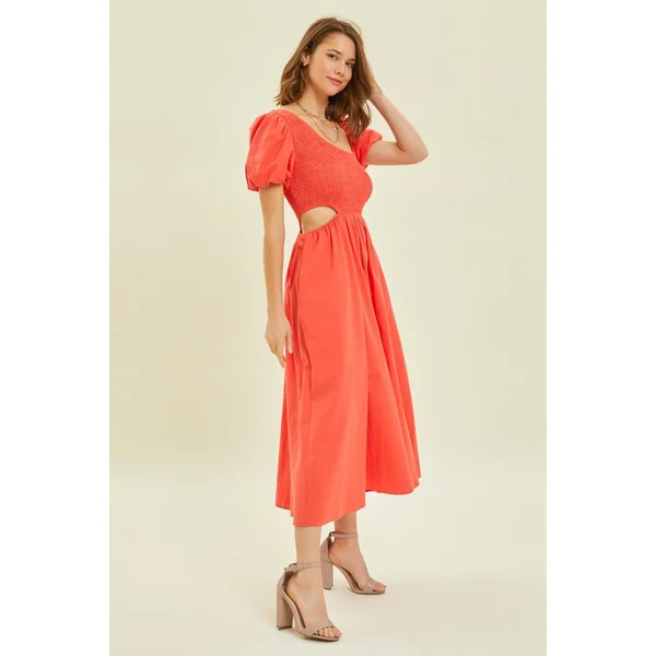 HEYSON Smocked Cutout Midi Dress