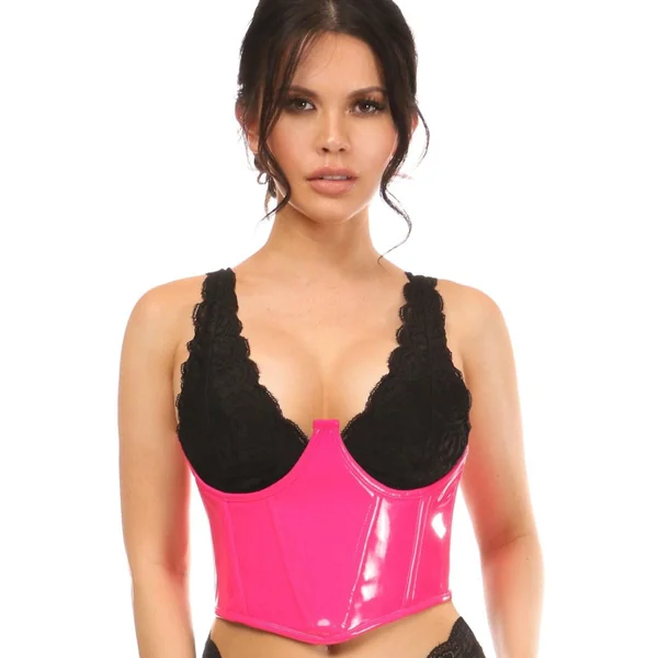 Hot Pink Patent Open Cup Underwire Waist Cincher