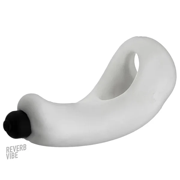 Hunkyjunk Buzzfuck Sling with Taint Vibe Vibrating Cock Ring White Ice