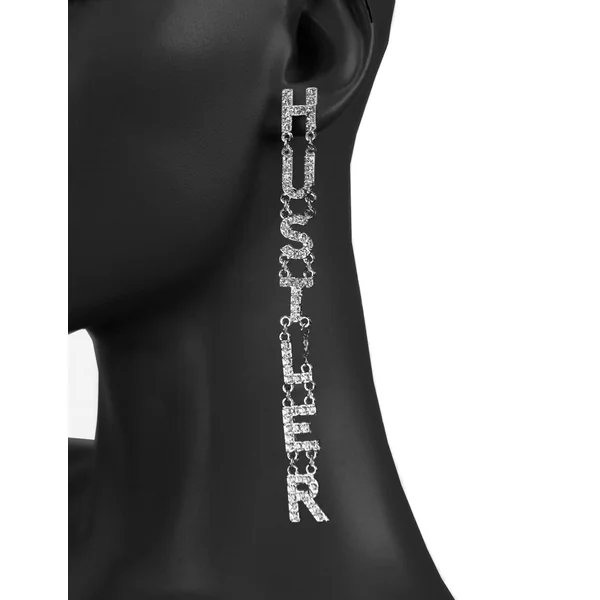 HUSTLER Rhinestone 5" Drop Earring