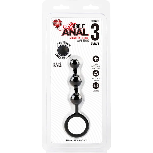 Hustler Silicone Anal Beads 3 Balls Black 5.5 Inch