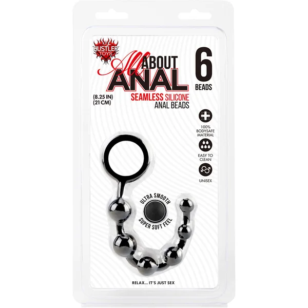 Hustler Silicone Anal Beads 6 Balls Black 8.25 Inch